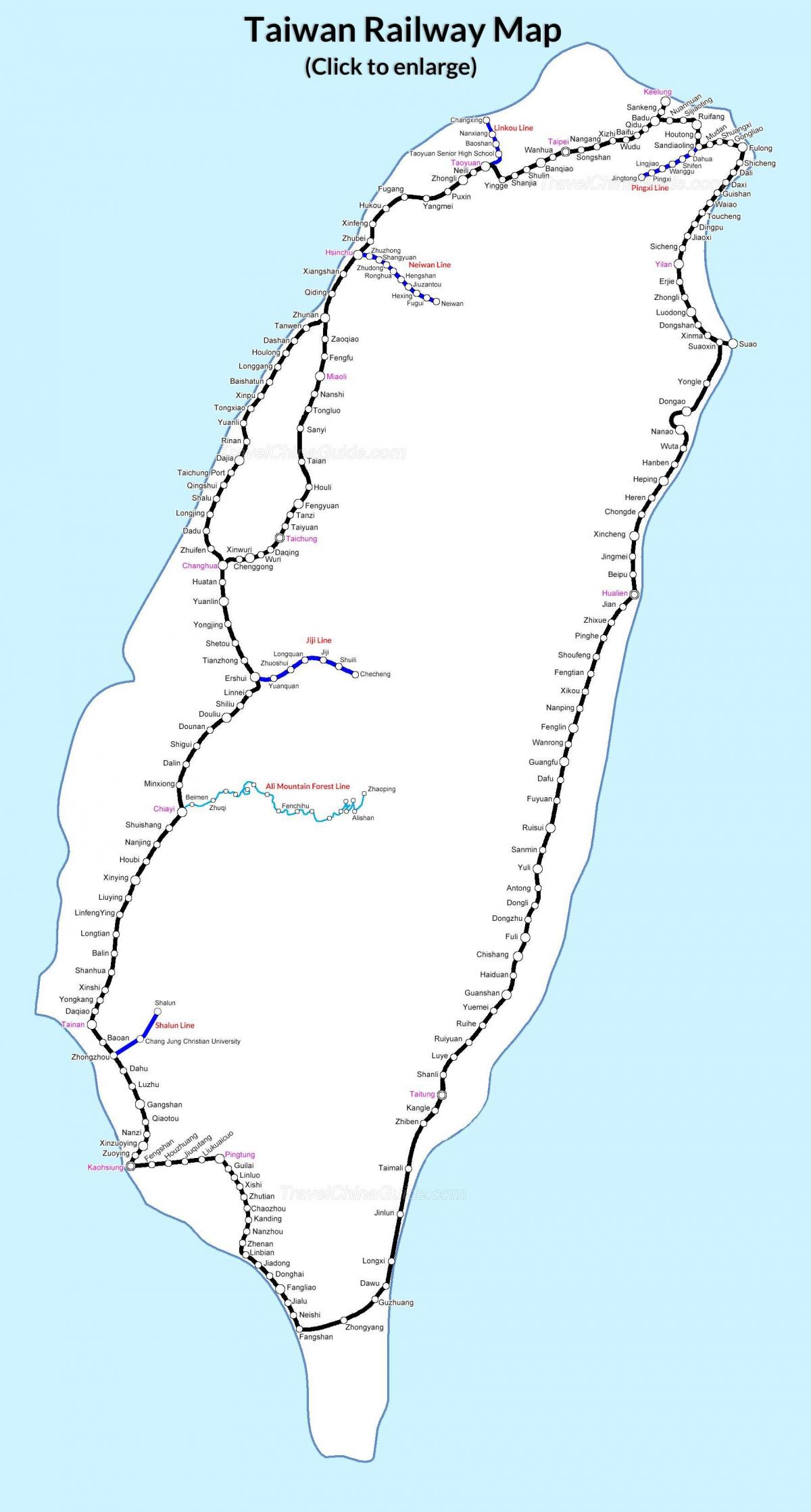 demiryolu harita Tayvan